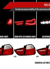 Spec-D Red LED Taillights (Chrome Housing/Red Clear Lens) BMW E90 3-Series 2009-2011                                     - LT-E9009RLED-SQ-TM - Image 2