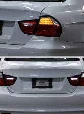 Spec-D Red LED Taillights (Chrome Housing/Red Clear Lens) BMW E90 3-Series 2009-2011                                     - LT-E9009RLED-SQ-TM - Image 12