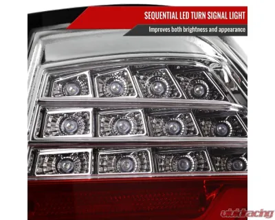 Spec-D Red LED Taillights (Chrome Housing/Red Clear Lens) BMW E90 3-Series 2009-2011 - LT-E9009RLED-SQ-TM