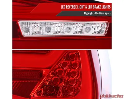 Spec-D Red LED Taillights (Chrome Housing/Red Clear Lens) BMW E90 3-Series 2009-2011 - LT-E9009RLED-SQ-TM