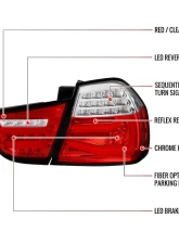 Spec-D Red LED Taillights (Chrome Housing/Red Clear Lens) BMW E90 3-Series 2009-2011                                     - LT-E9009RLED-SQ-TM - Image 8