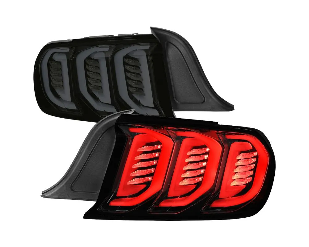 Spec-D Sequential Signal LED Taillights (Glossy Black Housing/Smoke Lens) Ford Mustang 2015-2023 - LT-MST15BBLED-SQ-FS