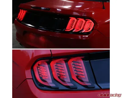 Spec-D Sequential Signal LED Taillights (Glossy Black Housing/Smoke Lens) Ford Mustang 2015-2023 - LT-MST15BBLED-SQ-FS