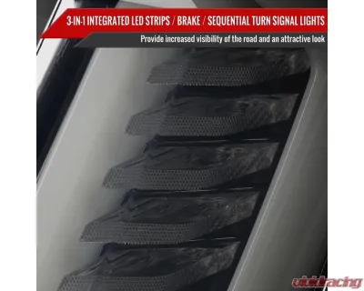 Spec-D Sequential Signal LED Taillights (Glossy Black Housing/Smoke Lens) Ford Mustang 2015-2023 - LT-MST15BBLED-SQ-FS