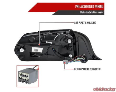 Spec-D Sequential Signal LED Taillights (Glossy Black Housing/Smoke Lens) Ford Mustang 2015-2023 - LT-MST15BBLED-SQ-FS
