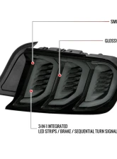Spec-D Sequential Signal LED Taillights (Glossy Black Housing/Smoke Lens) Ford Mustang 2015-2023                                     - LT-MST15BBLED-SQ-FS - Image 8