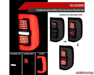 Spec-D Taillights (Glossy Black Housing / Smoked Lens) Dodge Ram 1500 2019-2024 - LT-RAM1915BBLD-SQ-RS