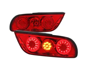 Spec-D Red LED Tailligths (Chrome Housing/Red Lens) Nissan 180SX | 240SX 1991-1998