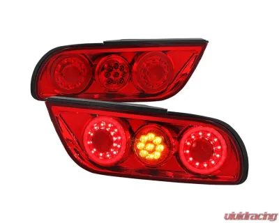 Spec-D Red LED Tailligths (Chrome Housing/Red Lens) Nissan 180SX | 240SX 1991-1998 - LT-SX18096RLED-TM