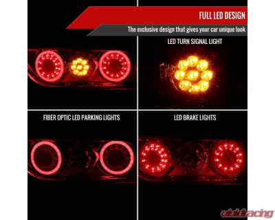 Spec-D Red LED Tailligths (Chrome Housing/Red Lens) Nissan 180SX | 240SX 1991-1998 - LT-SX18096RLED-TM