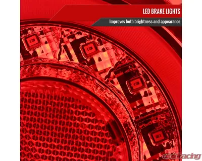 Spec-D Red LED Tailligths (Chrome Housing/Red Lens) Nissan 180SX | 240SX 1991-1998 - LT-SX18096RLED-TM