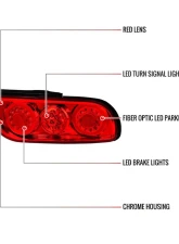 Spec-D Red LED Tailligths (Chrome Housing/Red Lens) Nissan 180SX | 240SX 1991-1998                                     - LT-SX18096RLED-TM - Image 8