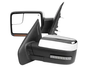 Spec-D Chrome Side Mirrors w/ LED Turn Signal & Puddle Light Ford F150 2007-2014