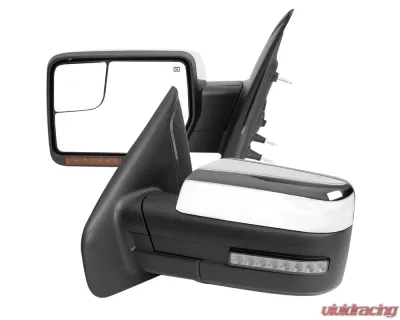 Spec-D Chrome Side Mirrors w/ LED Turn Signal & Puddle Light Ford F150 2007-2014 - RMV-F15007CHPLED-FS