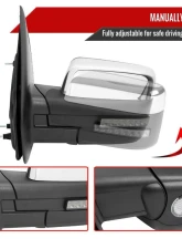Spec-D Chrome Side Mirrors w/ LED Turn Signal & Puddle Light Ford F150 2007-2014                                     - RMV-F15007CHPLED-FS - Image 3