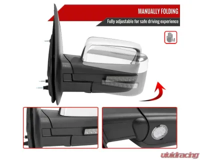 Spec-D Chrome Side Mirrors w/ LED Turn Signal & Puddle Light Ford F150 2007-2014 - RMV-F15007CHPLED-FS
