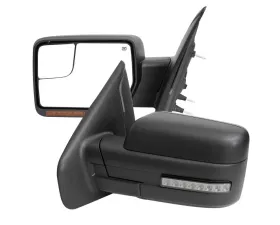 Spec-D Black Side Mirrors w/ LED Turn Signal & Puddle Light Ford F150 2007-2014