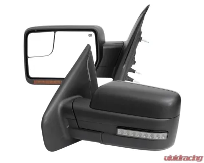 Spec-D Black Side Mirrors w/ LED Turn Signal & Puddle Light Ford F150 2007-2014 - RMV-F15007HPLED-FS