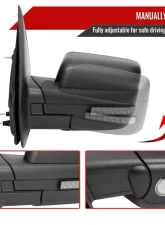 Spec-D Black Side Mirrors w/ LED Turn Signal & Puddle Light Ford F150 2007-2014                                     - RMV-F15007HPLED-FS - Image 3