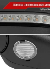 Spec-D Black Side Mirrors w/ LED Turn Signal & Puddle Light Ford F150 2007-2014                                     - RMV-F15007HPLED-FS - Image 5