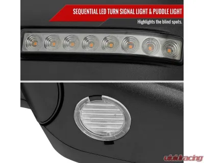 Spec-D Black Side Mirrors w/ LED Turn Signal & Puddle Light Ford F150 2007-2014 - RMV-F15007HPLED-FS