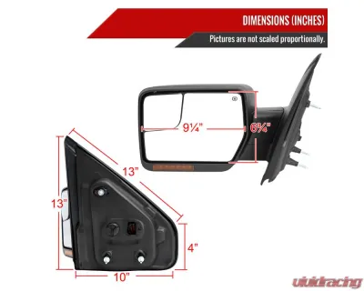 Spec-D Black Side Mirrors w/ LED Turn Signal & Puddle Light Ford F150 2007-2014 - RMV-F15007HPLED-FS