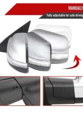 Spec-D Chrome Manual-Fold Side Mirror w/ LED Puddle & Turn Signal Light - Driver Side Only Dodge Ram 1500 2019-2024                                     - RMV-RAM1915CHP-FS-L - Image 2