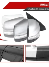 Spec-D Chrome Manual-Fold Side Mirror w/ LED Puddle & Turn Signal Light - Passenger Side Only Dodge Ram 1500 2019-2024                                     - RMV-RAM1915CHP-FS-R - Image 2