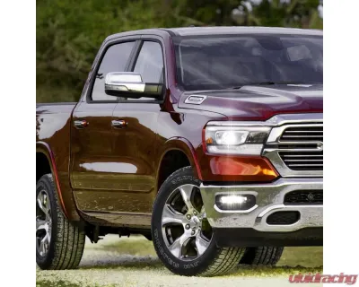 Spec-D Chrome Manual-Fold Side Mirror w/ LED Puddle & Turn Signal Light - Passenger Side Only Dodge Ram 1500 2019-2024 - RMV-RAM1915CHP-FS-R