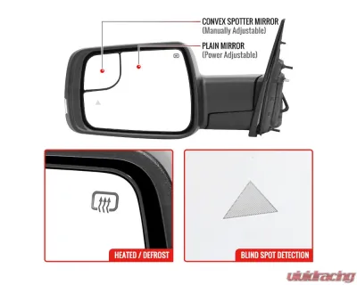 Spec-D Chrome Auto-Fold Side Mirror w/ LED Puddle & Turn Signal Light - Driver Side Only Dodge Ram 1500 2019-2024 - RMV-RAM1915CHPATL-FS