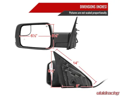 Spec-D Chrome Auto-Fold Side Mirror w/ LED Puddle & Turn Signal Light - Driver Side Only Dodge Ram 1500 2019-2024 - RMV-RAM1915CHPATL-FS