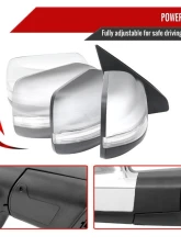 Spec-D Chrome Auto-Fold Side Mirror w/ LED Puddle & Turn Signal Light - Passenger Side Only Dodge Ram 1500 2019-2024                                     - RMV-RAM1915CHPATR-FS - Image 2
