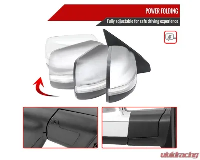 Spec-D Chrome Auto-Fold Side Mirror w/ LED Puddle & Turn Signal Light - Passenger Side Only Dodge Ram 1500 2019-2024 - RMV-RAM1915CHPATR-FS