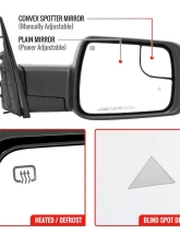 Spec-D Chrome Auto-Fold Side Mirror w/ LED Puddle & Turn Signal Light - Passenger Side Only Dodge Ram 1500 2019-2024                                     - RMV-RAM1915CHPATR-FS - Image 5