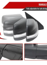 Spec-D Black Manual-Fold Side Mirror w/ LED Puddle & Turn Signal Light - Passenger Side Only Dodge Ram 1500 2019-2024                                     - RMV-RAM1915HP-FS-R - Image 2