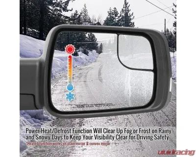 Spec-D Black Manual-Fold Side Mirror w/ LED Puddle & Turn Signal Light - Passenger Side Only Dodge Ram 1500 2019-2024 - RMV-RAM1915HP-FS-R