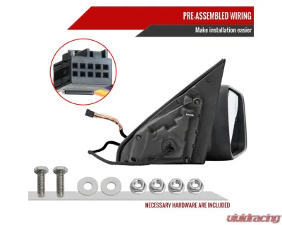 Spec-D Black Manual-Fold Side Mirror w/ LED Puddle & Turn Signal Light - Passenger Side Only Dodge Ram 1500 2019-2024 - RMV-RAM1915HP-FS-R