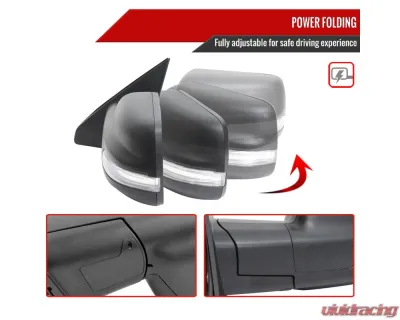 Spec-D Black Auto-Fold Side Mirror w/ LED Puddle & Turn Signal Light - Driver Side Only Dodge Ram 1500 2019-2024 - RMV-RAM1915HPATL-FS