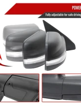 Spec-D Black Auto-Fold Side Mirror w/ LED Puddle & Turn Signal Light - Passenger Side Only Dodge Ram 1500 2019-2024                                     - RMV-RAM1915HPATR-FS - Image 2