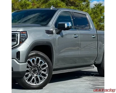 Spec-D Chrome Manual-Fold Side Mirror w/ LED Puddle & Turn Signal Light - Driver Side Only GMC Sierra 1500 2019-2024 - RMV-SIE1915CHP-FS-L