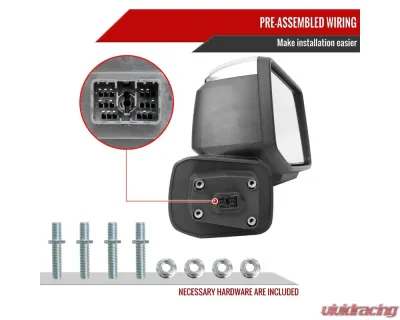 Spec-D Chrome Manual-Fold Side Mirror w/ LED Puddle & Turn Signal Light - Passenger Side Only GMC Sierra 1500 2019-2024 - RMV-SIE1915CHP-FS-R