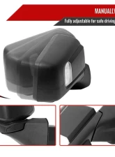 Spec-D Black Manual-Fold Side Mirror w/ LED Puddle & Turn Signal Light - Passenger Side Only GMC Sierra 1500 2019-2024                                     - RMV-SIE1915HP-FS-R - Image 2
