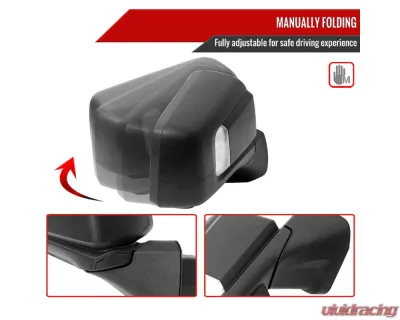 Spec-D Black Manual-Fold Side Mirror w/ LED Puddle & Turn Signal Light - Passenger Side Only GMC Sierra 1500 2019-2024 - RMV-SIE1915HP-FS-R