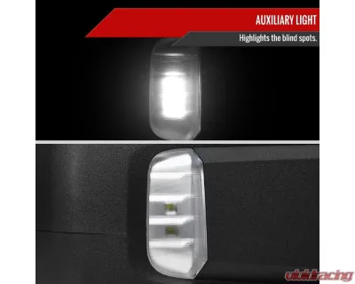 Spec-D Black Manual-Fold Side Mirror w/ LED Puddle & Turn Signal Light - Passenger Side Only GMC Sierra 1500 2019-2024 - RMV-SIE1915HP-FS-R