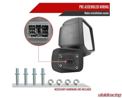 Spec-D Black Manual-Fold Side Mirror w/ LED Puddle & Turn Signal Light - Passenger Side Only GMC Sierra 1500 2019-2024 - RMV-SIE1915HP-FS-R