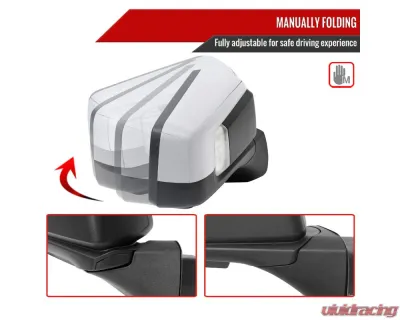 Spec-D Chrome Manual-Fold Side Mirror w/ LED Puddle & Turn Signal Light - Passenger Side Only Chevrolet Silverado 1500 2019-2024 - RMV-SIV1915CHP-FS-R