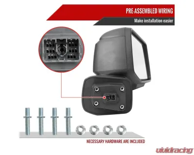 Spec-D Black Manual-Fold Side Mirror w/ LED Puddle & Turn Signal Light - Passenger Side Only Chevrolet Silverado 1500 2019-2024 - RMV-SIV1915HP-FS-R
