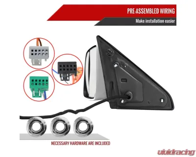 Spec-D Chrome Manual-Fold Side Mirror w/ LED Puddle & Turn Signal Light - Driver Side Only Ram 2500 | 3500 2019-2022 - RMX-RAM1925CHP-FS-L