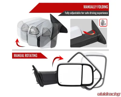 Spec-D Chrome Manual-Fold Side Mirror w/ LED Puddle & Turn Signal Light - Passenger Side Only Ram 2500 | 3500 2019-2022 - RMX-RAM1925CHP-FS-R