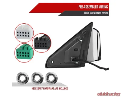 Spec-D Chrome Manual-Fold Side Mirror w/ LED Puddle & Turn Signal Light - Passenger Side Only Ram 2500 | 3500 2019-2022 - RMX-RAM1925CHP-FS-R